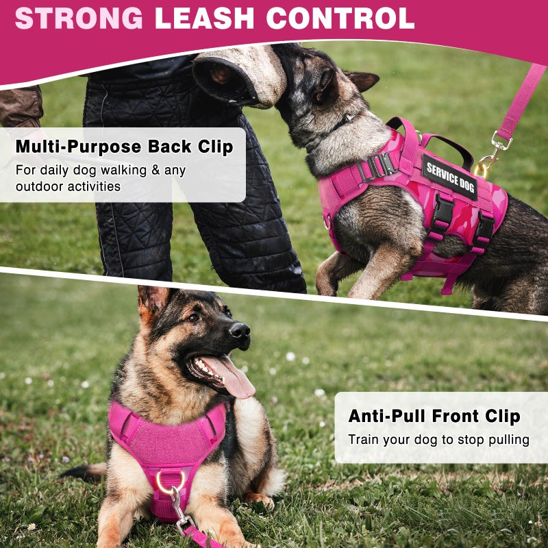 WINSEE Service Dog Vest Harness for Large Dog, Tactical Working MOLLE Vest with 10 Pet Patches, No Pull Heavy Duty Harness for Training Walking - Image 3