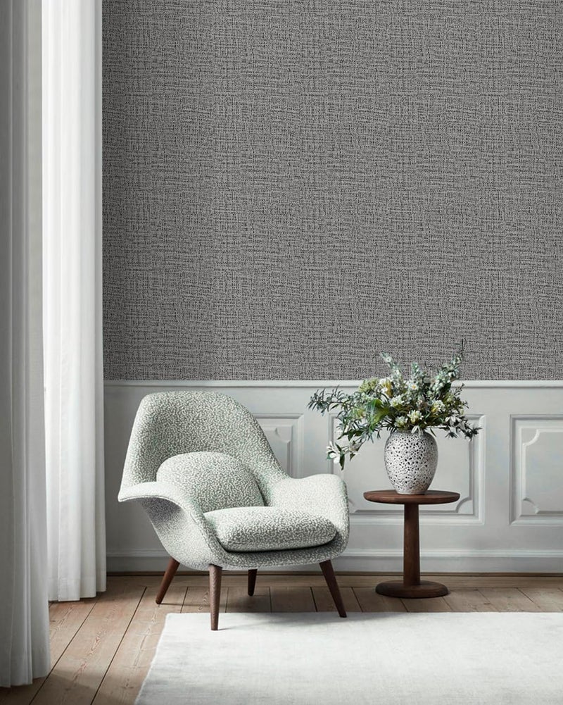 TANONE Dark Gray Wallpaper PVC Self-Adhesive Peel and Stick DIY Wallpaper Faux Imitation Cloth Vinyl Film Wall Paper Solid Color Decorate Furniture (15.8 in X 118 in) - Image 4