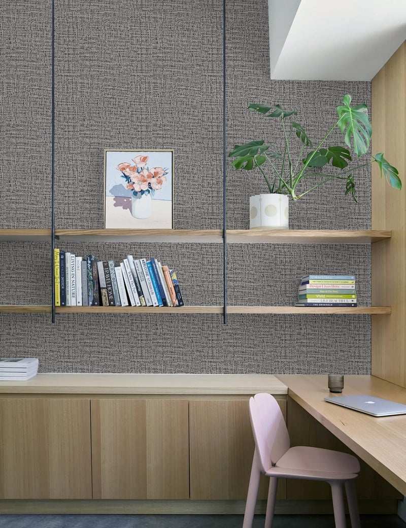TANONE Dark Gray Wallpaper PVC Self-Adhesive Peel and Stick DIY Wallpaper Faux Imitation Cloth Vinyl Film Wall Paper Solid Color Decorate Furniture (15.8 in X 118 in) - Image 3