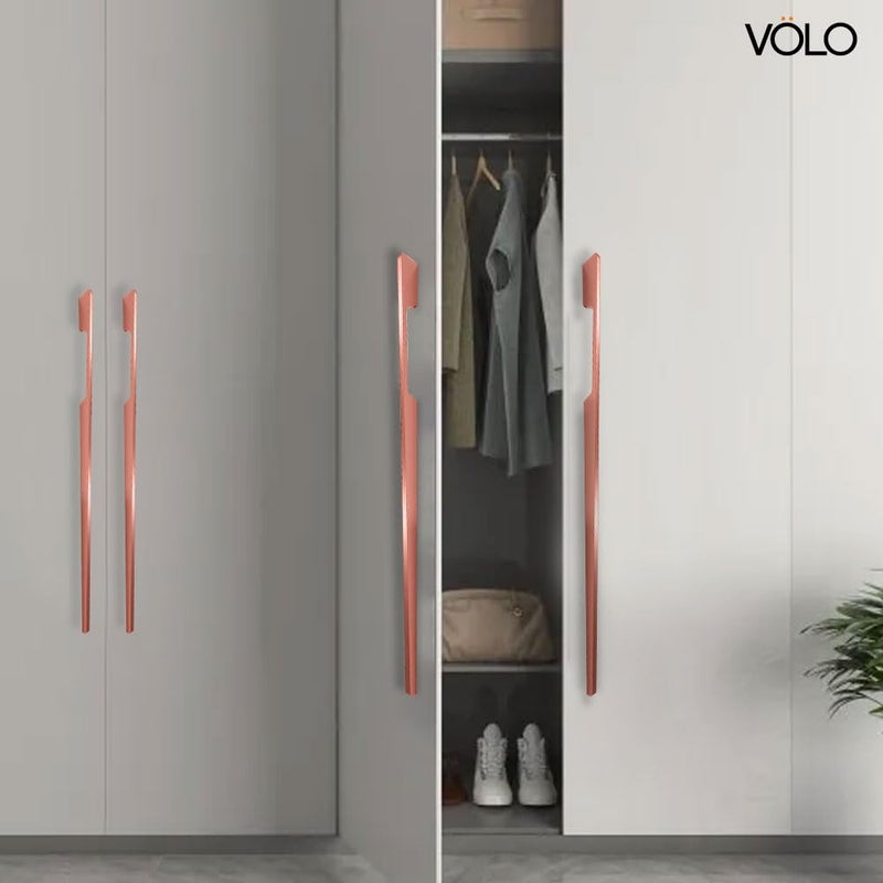 Volo VOLO Aluminium Wardrobe Handle Elegant Pull Handle for Wardrobe Doors Cabinet Doors and Drawers in Kitchen Office and Bedroom Pack of 2 Pieces SAC40 Rose Gold 24 Inch 600mm  - Image 3