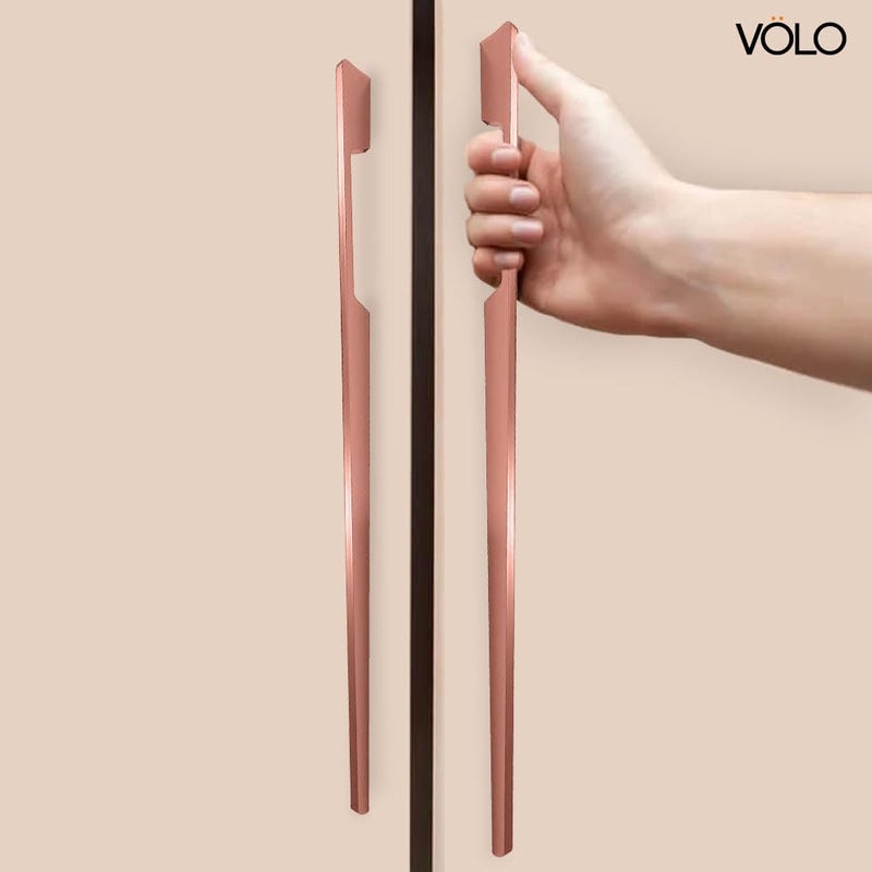 Volo VOLO Aluminium Wardrobe Handle Elegant Pull Handle for Wardrobe Doors Cabinet Doors and Drawers in Kitchen Office and Bedroom Pack of 2 Pieces SAC40 Rose Gold 24 Inch 600mm  - Image 4