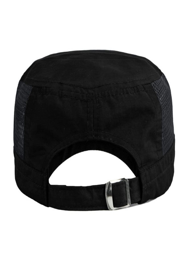 FASHIXD Mesh Military Cap Summer Army Hats for Men Quick Qry Short Bill Hat Cadet Cap (Black) - Image 5