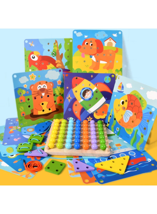 لوحة خيوط يدوية للتعليم المبكر للأطفال 2 في 1، خيوط أظافر الفطر، لغز فسيفساء إبداعي، ألعاب تعليمية - اللون: Ohye-2 في 1 تعليم الطفولة المبكرة DingTalk Music 0.85 - Image 3