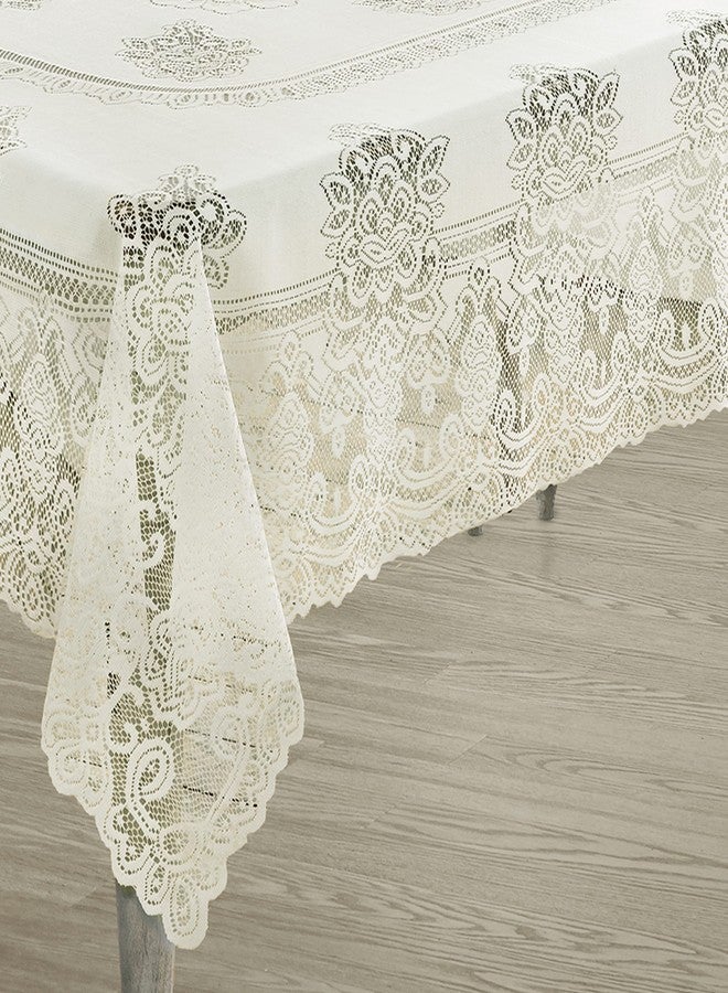 Newbridge Holiday Allison Square Lace Tablecloth, 52 x 52 Inch, Heirloom Scalloped Polyester Lace Table Cloth, Ivory - Image 3