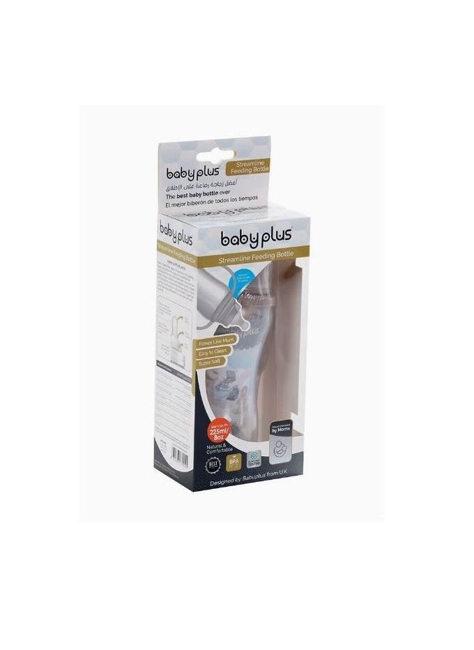 BABY PLUS - Baby Feeding Bottle With Innovative Valve Design And Unique Shape 225 ml - Brown - Image 1