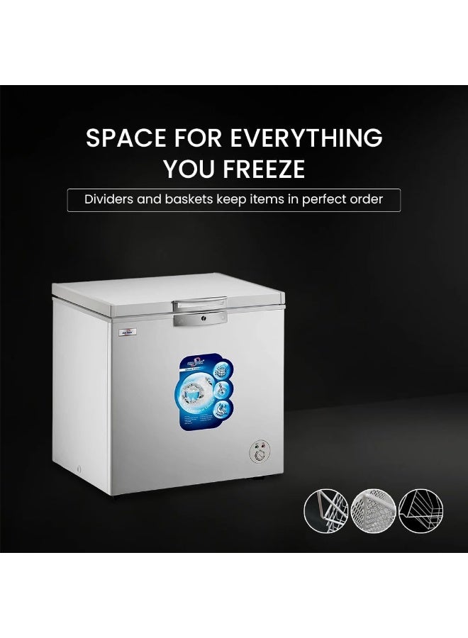 STAR TRACK Chest Freezer 275L ST-CFW-275L | Deep Freezer with Hinged Top Door & Inner Sliding Glass | -18°C Freezing | Manual Defrost | R600a | External Condenser | 1 Basket | White | LED Light 275 L ST-CFW-275L White - Image 5