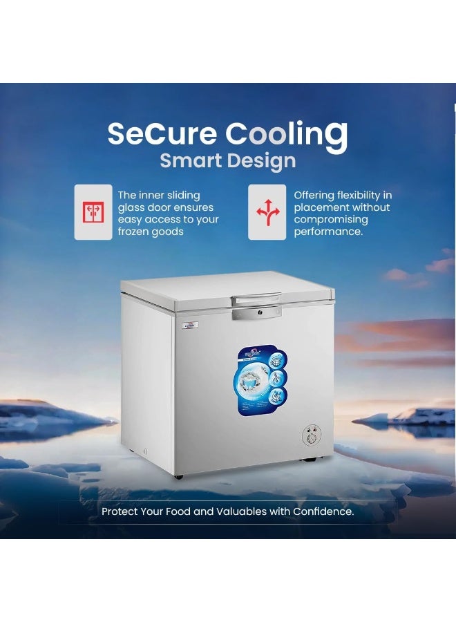 STAR TRACK Chest Freezer 275L ST-CFW-275L | Deep Freezer with Hinged Top Door & Inner Sliding Glass | -18°C Freezing | Manual Defrost | R600a | External Condenser | 1 Basket | White | LED Light 275 L ST-CFW-275L White - Image 4