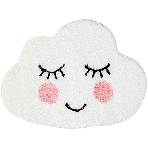 Playtime Cozy Cute Cloud Shaped Bedroom Bathroom Doorway Kitchen Floor Rug Carpet Water Absorption NonSlip mat for Kids Room White 86x64cm