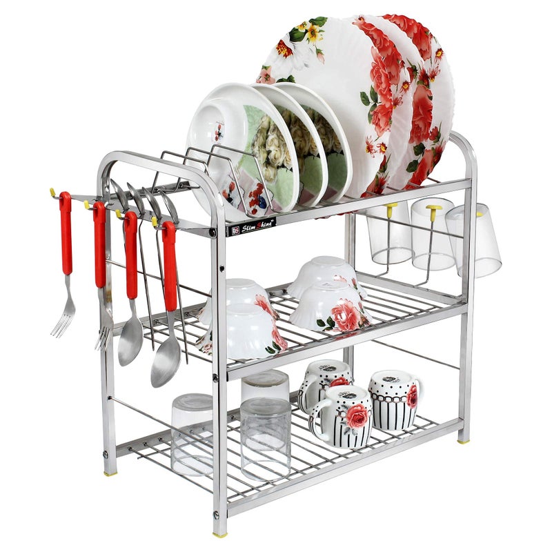 Slim Shine SLIMSHINE Stainless Steel Dish Rack/Plate Cutlery Stand/Kitchen Utensils Rack/Modern Kitchen Storage Rack (20 x 18) - Image 4