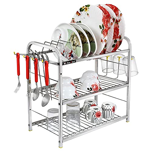 Slim Shine SLIMSHINE Stainless Steel Dish Rack/Plate Cutlery Stand/Kitchen Utensils Rack/Modern Kitchen Storage Rack (20 x 18) - Image 1
