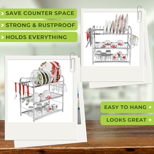 Slim Shine SLIMSHINE Stainless Steel Dish Rack/Plate Cutlery Stand/Kitchen Utensils Rack/Modern Kitchen Storage Rack (20 x 18) - Image 3