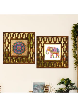 RAG28 Wooden Elephant Mandala Art Mirror Wall Dcor Panel for Home Dcor Living Room Bed Room Office AD9 12X12 Inches Set of 2 - pzsku/ZACD3CE97A301040226F6Z/45/1745820425/278fd3f7-ade4-4900-a333-60b81c1f0fd7