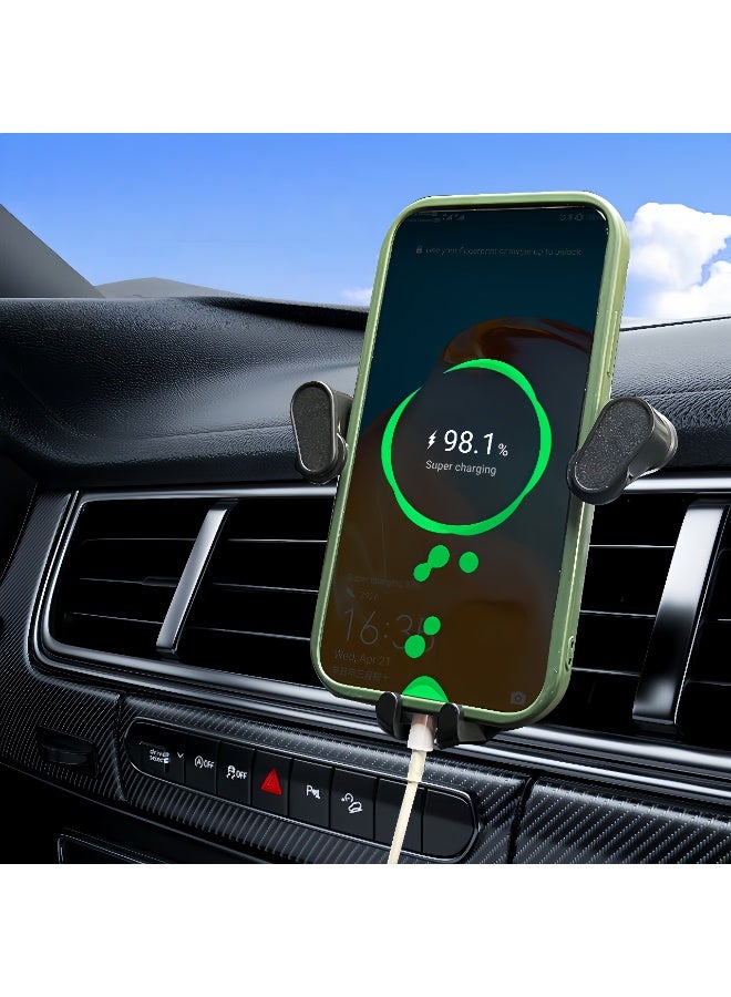 Car phone holder car holder, 360 ° adjustable vent arm, one click release, metal hook car holder, suitable for 4.7-7.2 inch smartphone accessories - black - Image 3