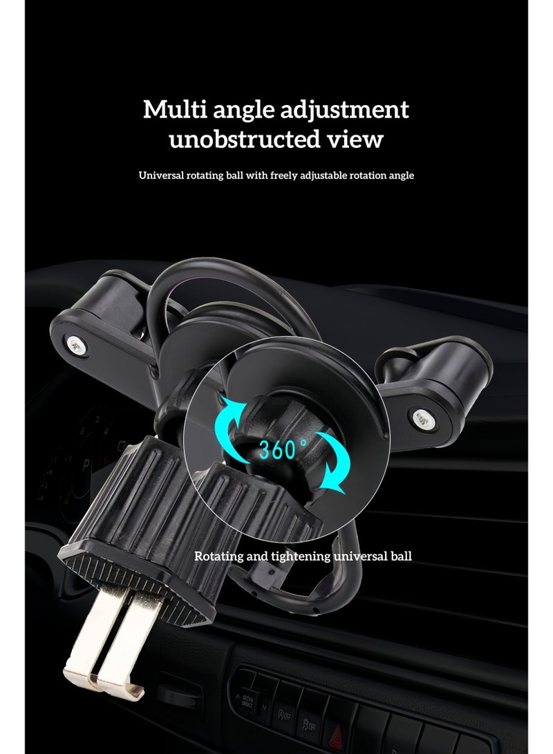 Car phone holder car holder, 360 ° adjustable vent arm, one click release, metal hook car holder, suitable for 4.7-7.2 inch smartphone accessories - black - Image 4