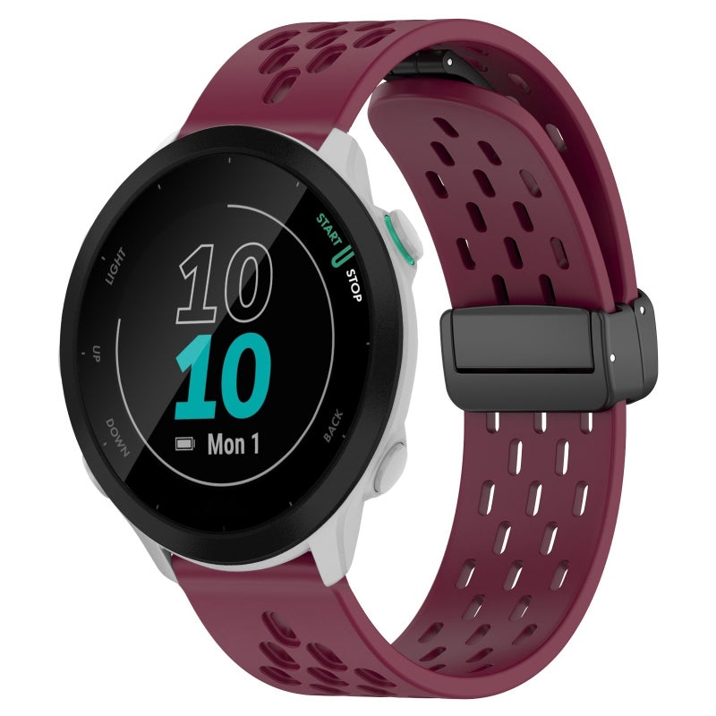 S-TOP For Garmin Forerunner 55 20mm Folding Magnetic Clasp Silicone Watch Band(Wine Red) - Image 1