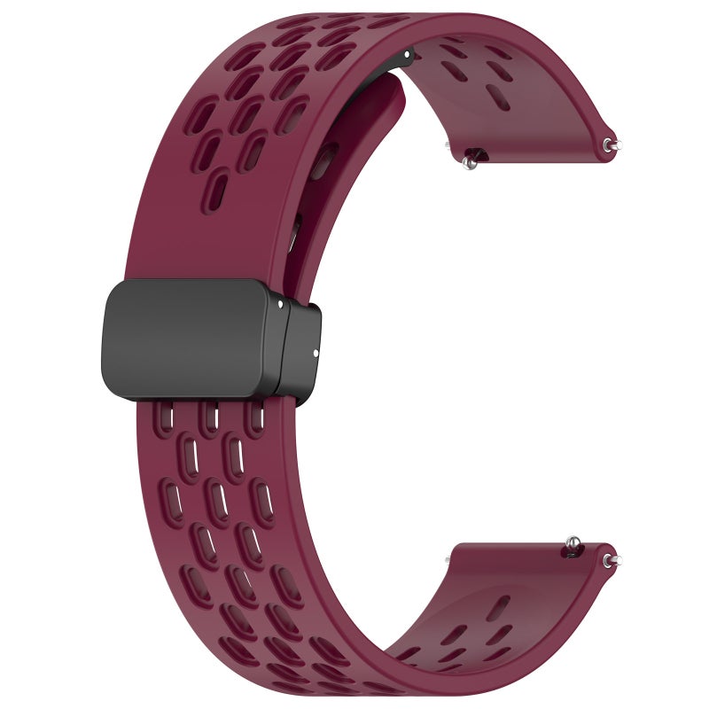 S-TOP For Garmin Forerunner 55 20mm Folding Magnetic Clasp Silicone Watch Band(Wine Red) - Image 2