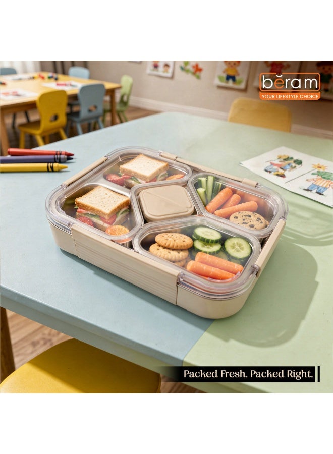 4-Compartment Premium Stainless Steel Lunch Box 1020ml Insulated Bento Box for Kids  Adults Leakproof BPA-Free Dishwasher Safe with Tableware SUS 304+PP+Silicon - Image 2