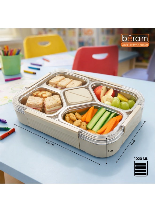4-Compartment Premium Stainless Steel Lunch Box 1020ml Insulated Bento Box for Kids  Adults Leakproof BPA-Free Dishwasher Safe with Tableware SUS 304+PP+Silicon - Image 5