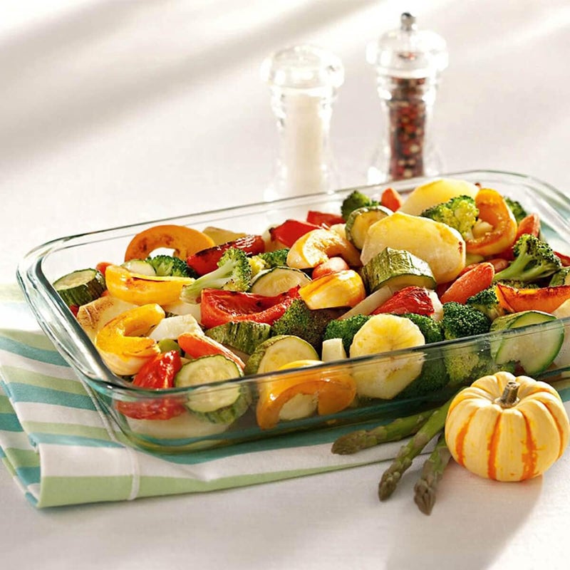 Marinex Large Rectangular Glass Roaster 2.9L, Oven Safe Transparent Bakeware for Lasagna, Cakes, Brownies, Roasting & Casseroles  Heat Resistant Durable Glass Dish for Home & Kitchen - Image 3