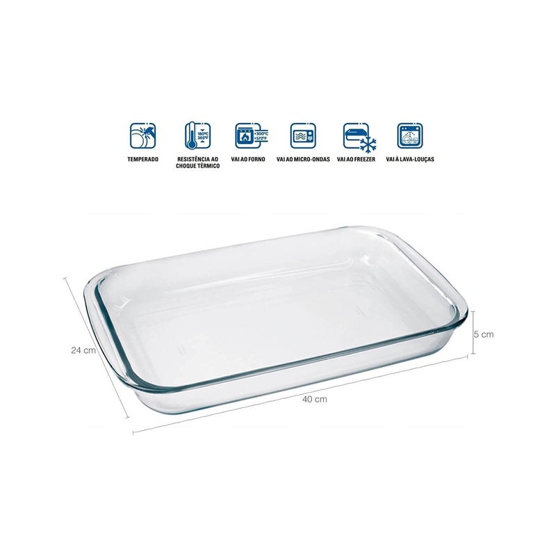 Marinex Large Rectangular Glass Roaster 2.9L, Oven Safe Transparent Bakeware for Lasagna, Cakes, Brownies, Roasting & Casseroles  Heat Resistant Durable Glass Dish for Home & Kitchen - Image 2