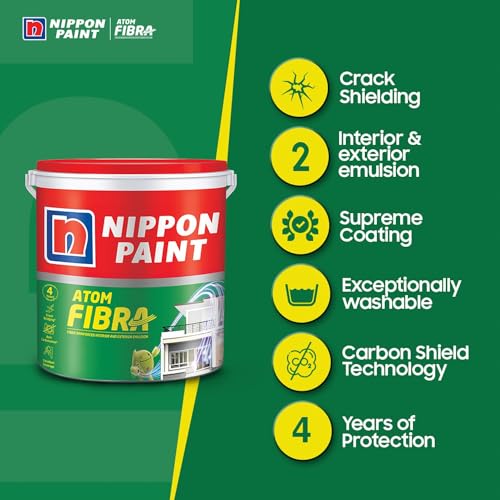 Nippon Paint Atom Fibra 2 in 1 Interior & Exterior Emulsion (White, 1 L) - Image 2