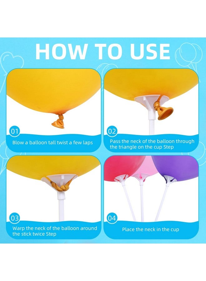 Apoulin Balloon Sticks - 100Pcs Balloon Stick and Cup for Party Wedding  - Image 3