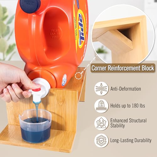 MyLifeUNIT Laundry Detergent Dispenser, 2 Pack Wooden Laundry Detergent Holder Stand with Tray for Laundry Room Organization and Storage - Image 3