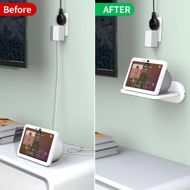 HomeMount حامل HomeMount لجهاز Google Nest Hub Max - حامل جداري مع رف متوافق مع NEST HUB MAX (أبيض) - Image 3