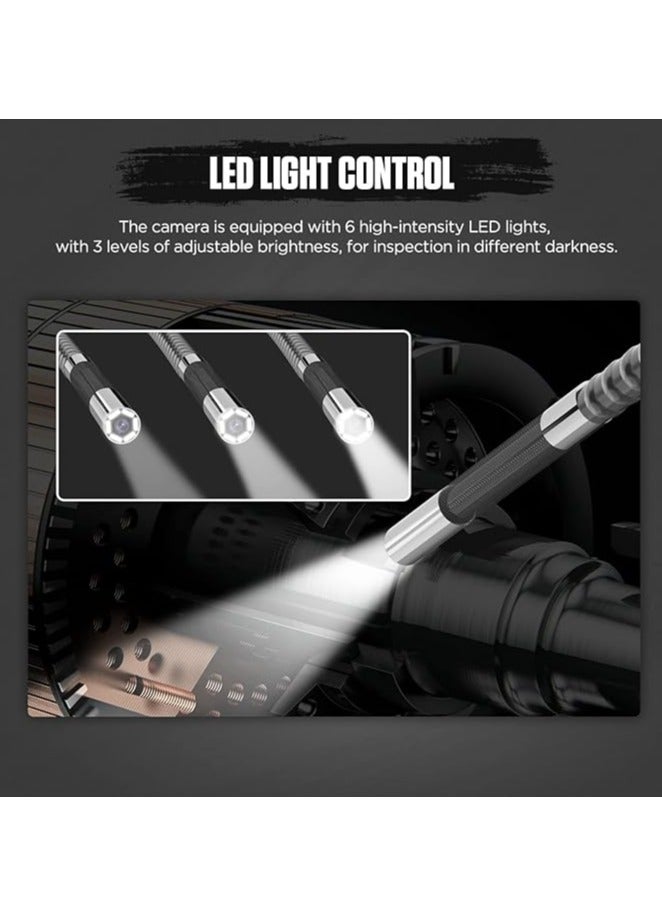 AUTOOL SVB305 Articulating Video Endoscope 5 Inch IPS Articulating Endoscope Inspection Camera Two-Way 210° Steering Lens Waterproof Automotive Mechanic Fibreglass Scope LED Light Control Multilingual - Image 5