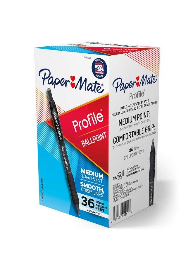 Paper Mate Ballpoint Pen Profile Retractable Pen Medium Point (1.0Mm) Black 36 Count  - Image 2