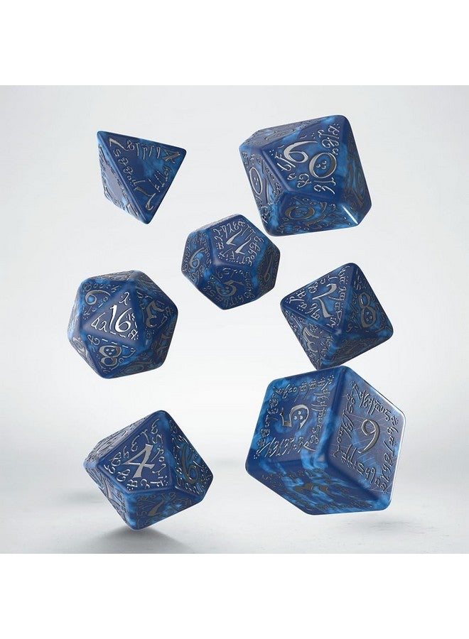 Q WORKSHOP Elvish Cobalt & Silver Dice Set by Q-Workshop, Dice Board Game - Image 2