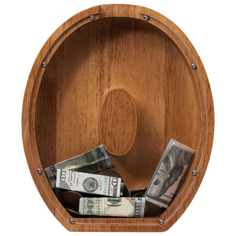 ladenk Piggy Bank for Kids Boys Girls, Wooden Large Letter Piggy Bank Alphabet Money Bank with Initial O, Coin Bank Fun Gifts for Birthday, Christmas, Festival, Baby Shower - Image 2