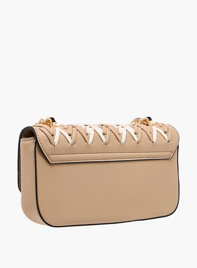 Celeste Women's Textured Crossbody Bag with Flap Closure and Chain Strap