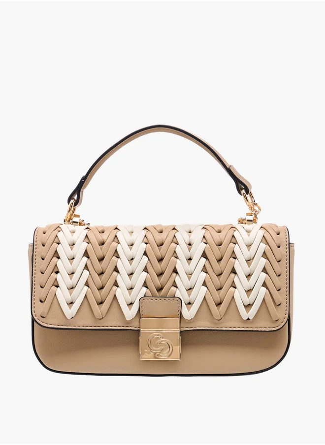 سيليست Women's Textured Crossbody Bag with Flap Closure and Chain Strap