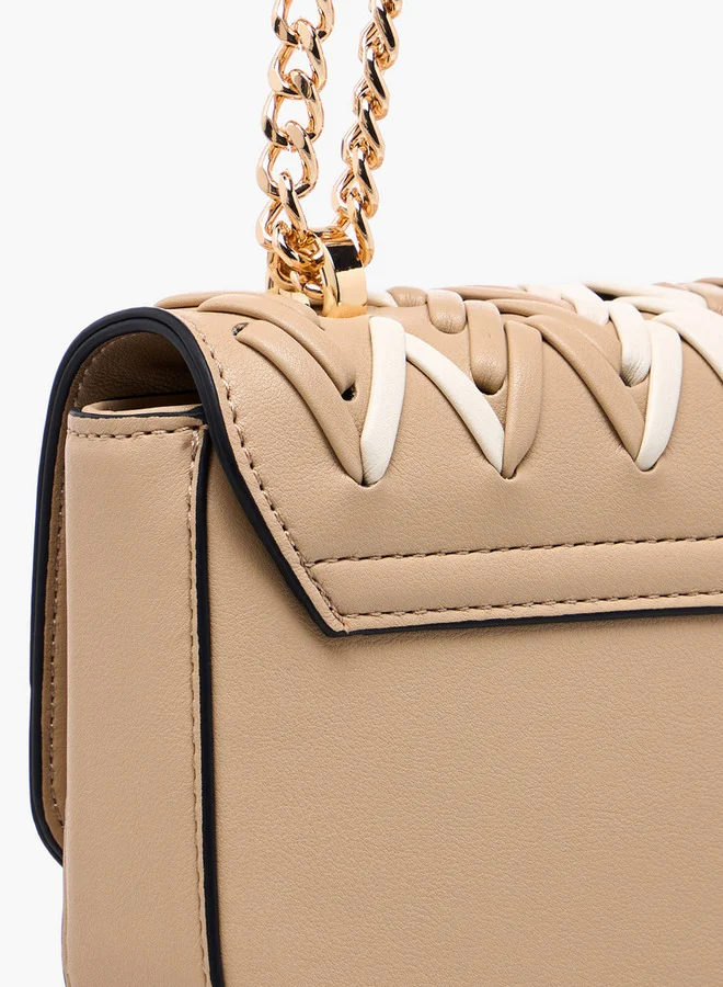Celeste Women's Textured Crossbody Bag with Flap Closure and Chain Strap