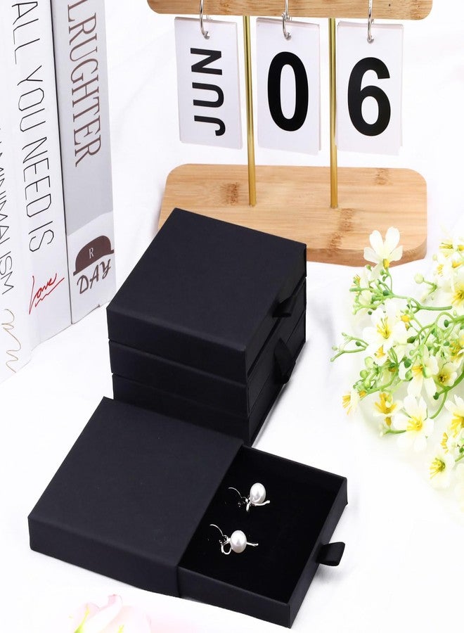 Bagentry 4 Pack Square Drawer Type Jewelry Gift Boxes, 4" x 4" Cardboard Jewelry Display Case, Paper Jewelry Boxes Drawer for Necklace Bracelet Earring Packaging Storage (Black) - Image 4