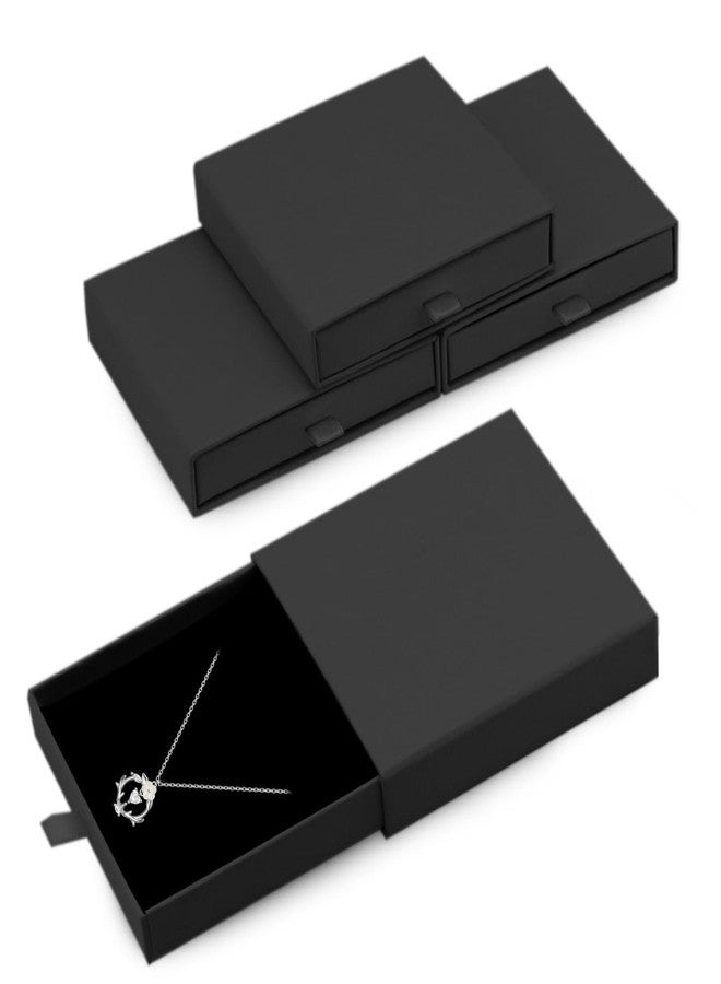 Bagentry 4 Pack Square Drawer Type Jewelry Gift Boxes, 4" x 4" Cardboard Jewelry Display Case, Paper Jewelry Boxes Drawer for Necklace Bracelet Earring Packaging Storage (Black) - Image 1