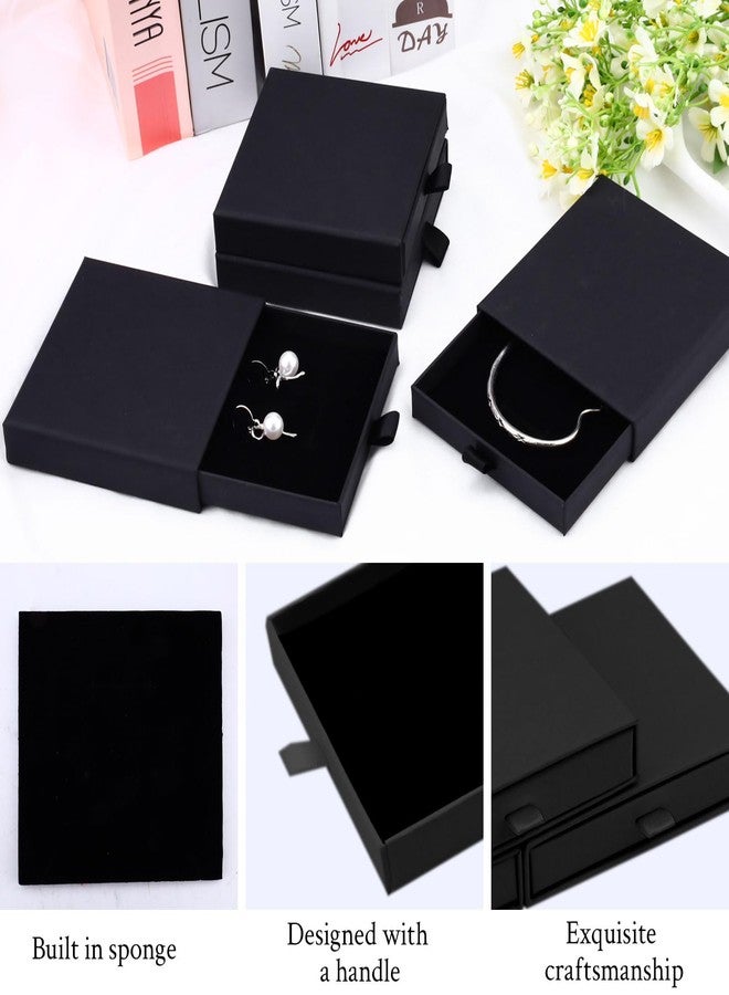 Bagentry 4 Pack Square Drawer Type Jewelry Gift Boxes, 4" x 4" Cardboard Jewelry Display Case, Paper Jewelry Boxes Drawer for Necklace Bracelet Earring Packaging Storage (Black) - Image 3