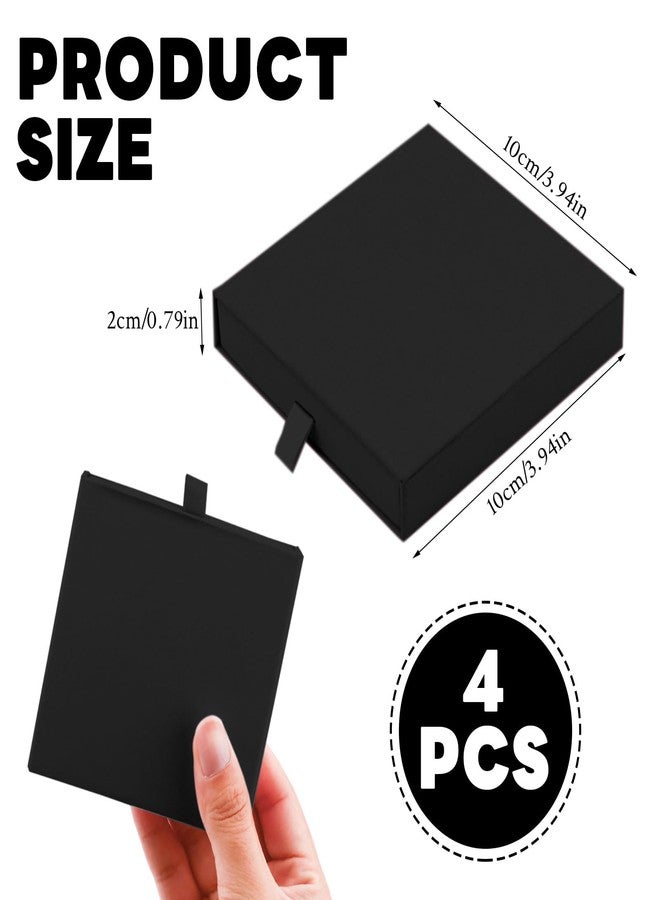 Bagentry 4 Pack Square Drawer Type Jewelry Gift Boxes, 4" x 4" Cardboard Jewelry Display Case, Paper Jewelry Boxes Drawer for Necklace Bracelet Earring Packaging Storage (Black) - Image 2