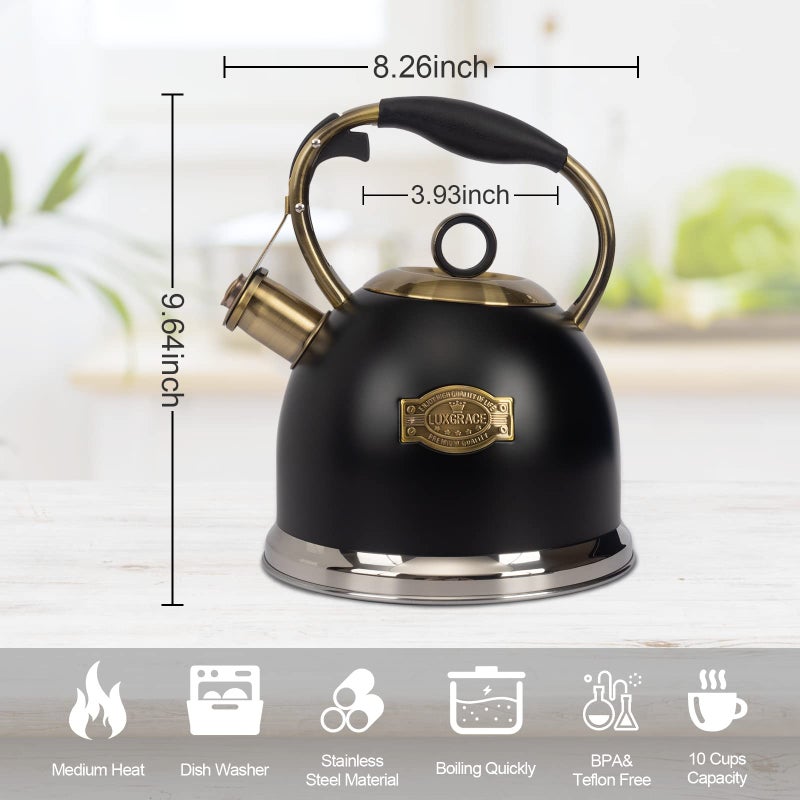 LUXGRACE Tea Kettle -3.0 Quart Tea Kettles Stovetop Whistling Teapot Stainless Steel Tea Pots for Stove Top Whistle Tea Pot - Image 4