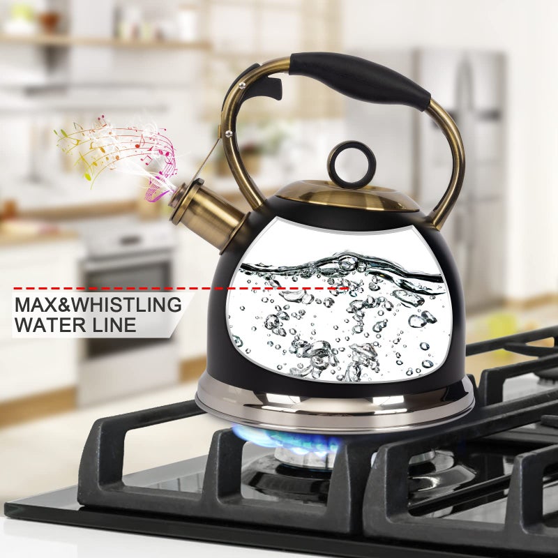 LUXGRACE Tea Kettle -3.0 Quart Tea Kettles Stovetop Whistling Teapot Stainless Steel Tea Pots for Stove Top Whistle Tea Pot - Image 3