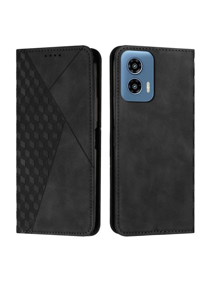 اس-توب جراب لهاتف Motorola Moto G34 5G جراب هاتف من الجلد المغناطيسي بتصميم ماسي - Image 1