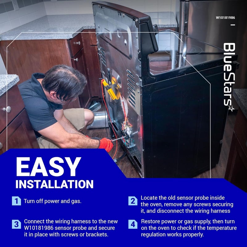 قطعة استبدال لمستشعر فرن Ultra Durable W10181986 – تناسب بشكل مثالي أفران Whirlpool وMaytag وKenmore؛ تحل محل القطع WPW10181986، 8273902، W10131826، PS11749737، AP6016450. - Image 3