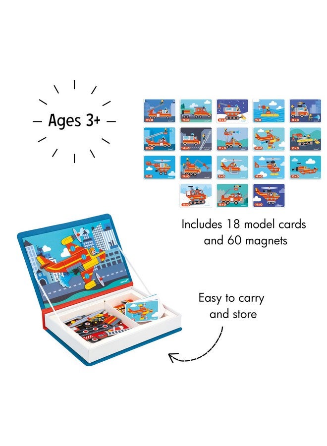 Janod - Magnéti'Book Firefighters - Magnetic Educational Game 60 Magnets + 18 Models - Children'S Toy Made Of Fsc Cardboard - Develops Dexterity And Creativity - Suitable For Ages 3 And Above - Image 4