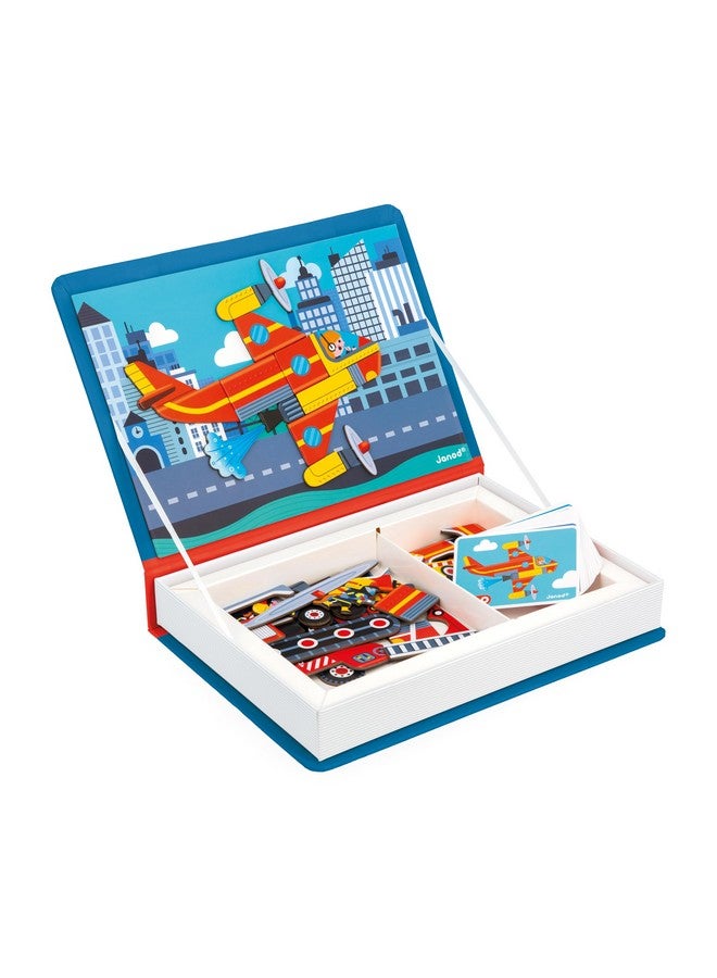 Janod - Magnéti'Book Firefighters - Magnetic Educational Game 60 Magnets + 18 Models - Children'S Toy Made Of Fsc Cardboard - Develops Dexterity And Creativity - Suitable For Ages 3 And Above - Image 1