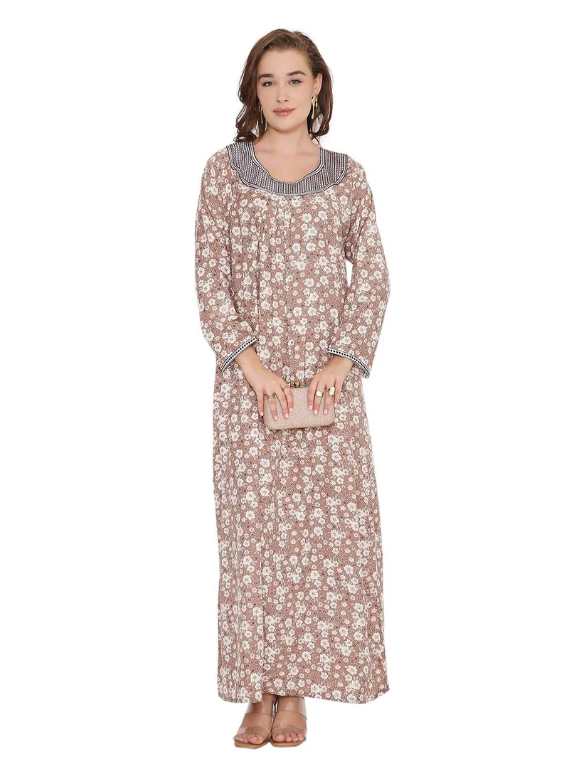 HANA & SARA LONG SLEEVE STYLISH PRINTED LONG ARABIC FARASHA KAFTAN JALABIYA DRESSES