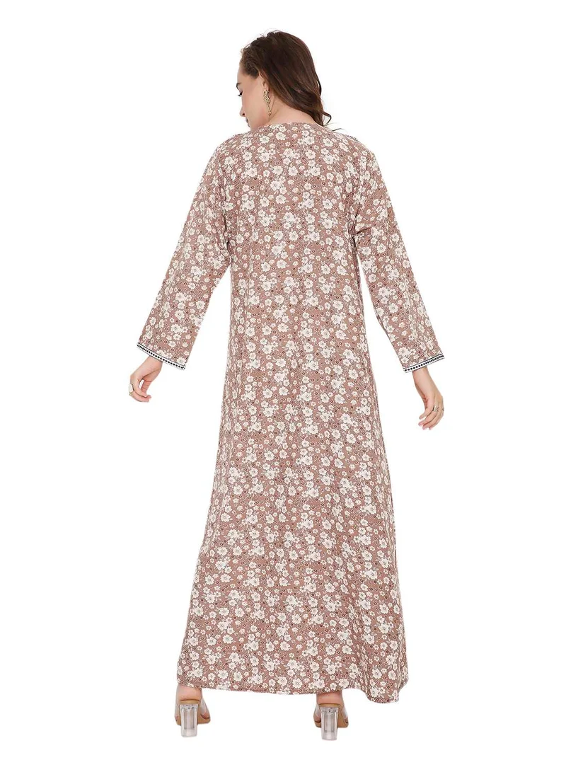 HANA & SARA LONG SLEEVE STYLISH PRINTED LONG ARABIC FARASHA KAFTAN JALABIYA DRESSES