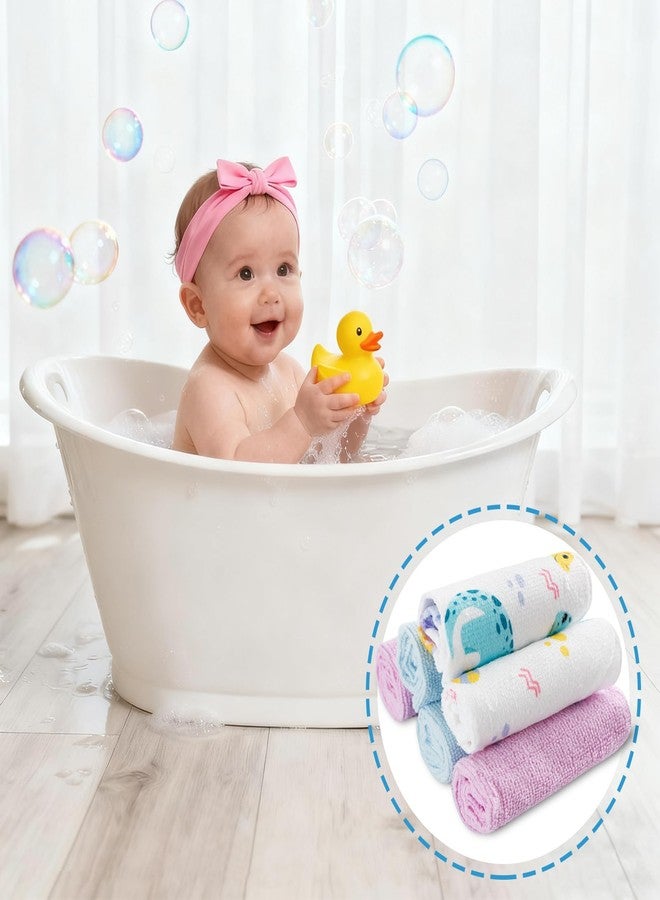 softan Baby Washcloths, 24Pack Baby Wash Cloths Extra Soft & Ultra Absorbent, Baby Towels and Washcloths Face Towels for Unisex Boys Girls Body, Washclothes Gentle on Sensitive Skin, 9x9 Purple Dinosaur - Image 3