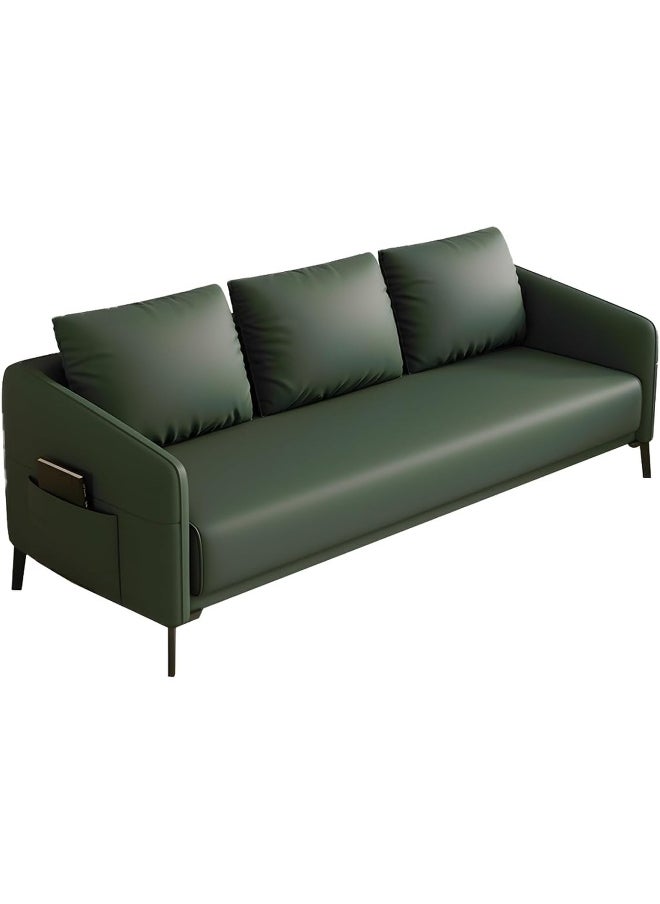Comfynest - Modern Wood Frame Standard Sofa With Square Arms In Solid Color And Tear Resistant - Leather 160 X 70 X 73 Cm Orange - Image 1