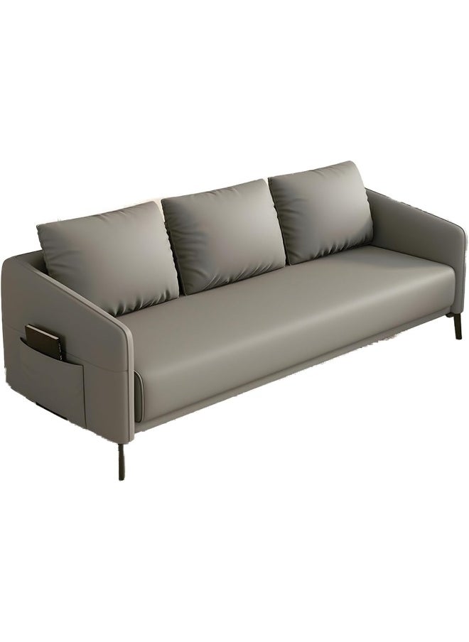 Comfynest - Modern Wood Frame Standard Sofa With Square Arms In Solid Color And Tear Resistant - Leather 160 X 70 X 73 Cm Orange - Image 1